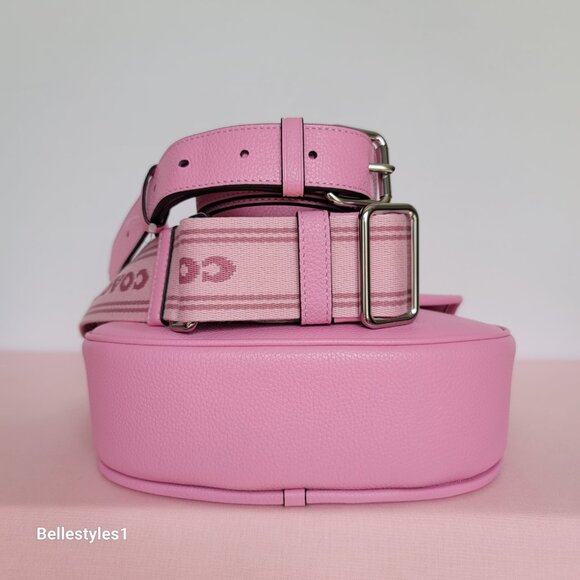 COACH Willow Saddle Pebbled Leather Saddle Crossbody Bag- Vivid Pink⭐ - Picture 10 of 16